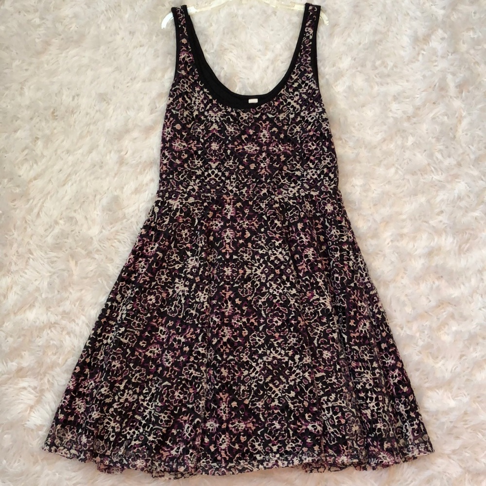 Tank top purple, black, white floral pattern dress